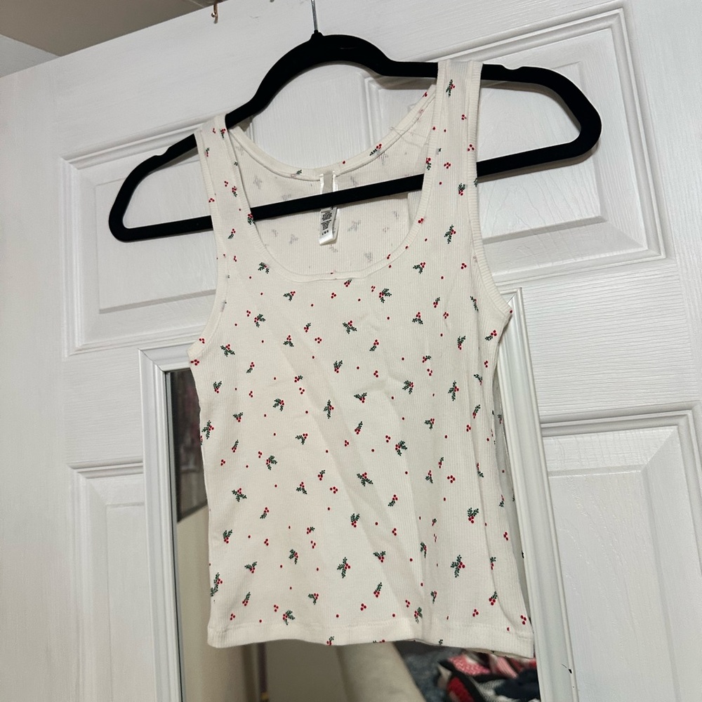 Floral Print White Tank Top